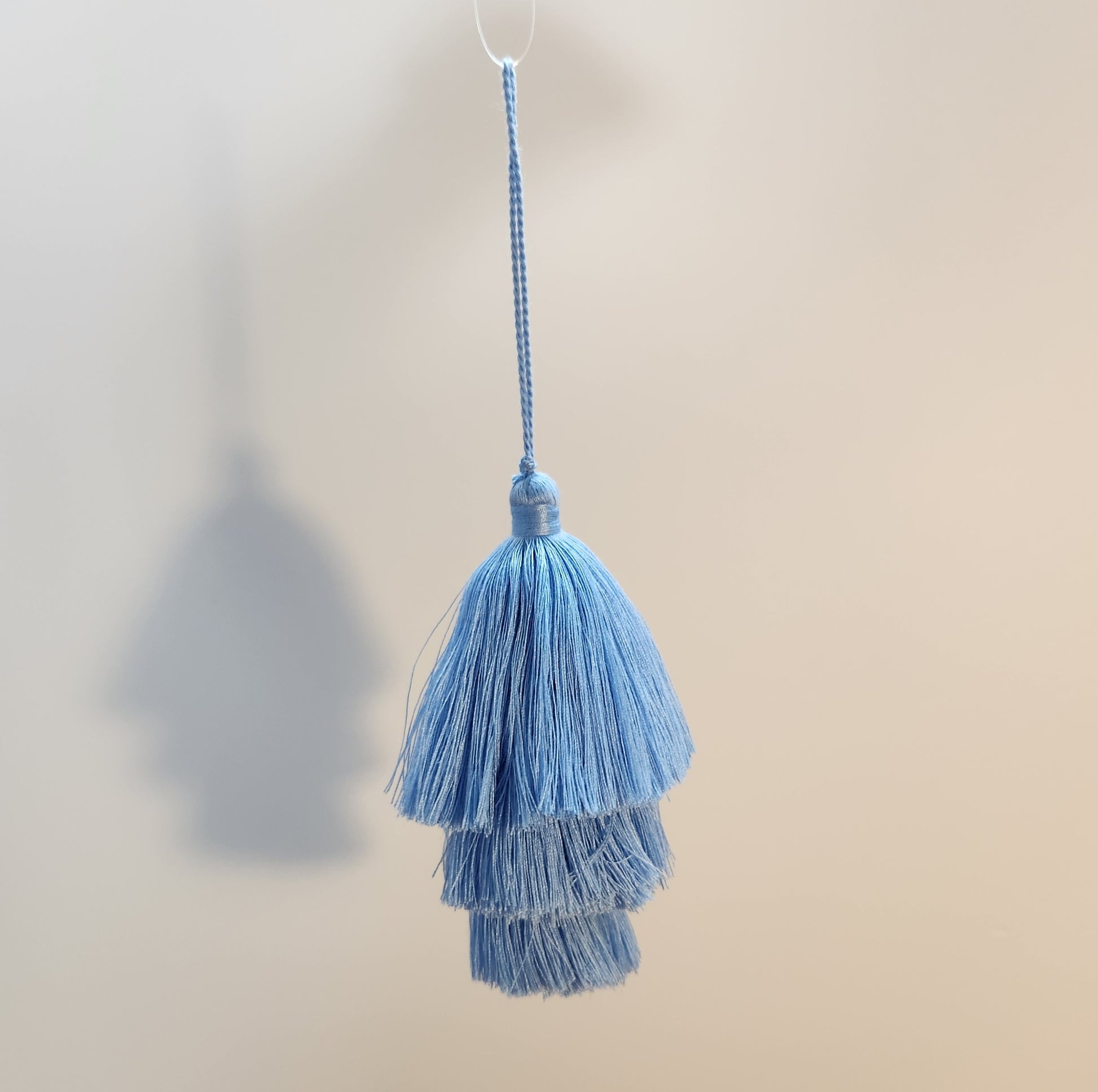 Triple Tassel Tote Charm - 11cm Pastel Blue