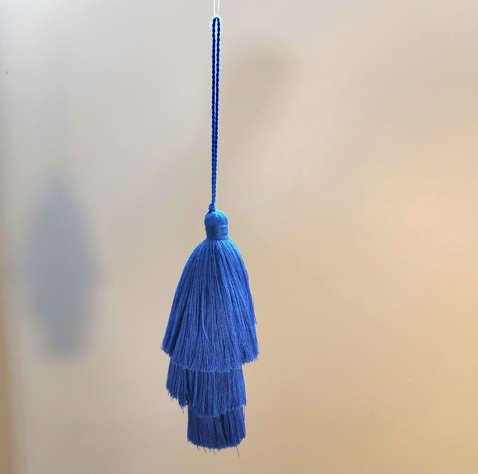 Triple Tassel Tote Charm - 15cm Cobalt Blue