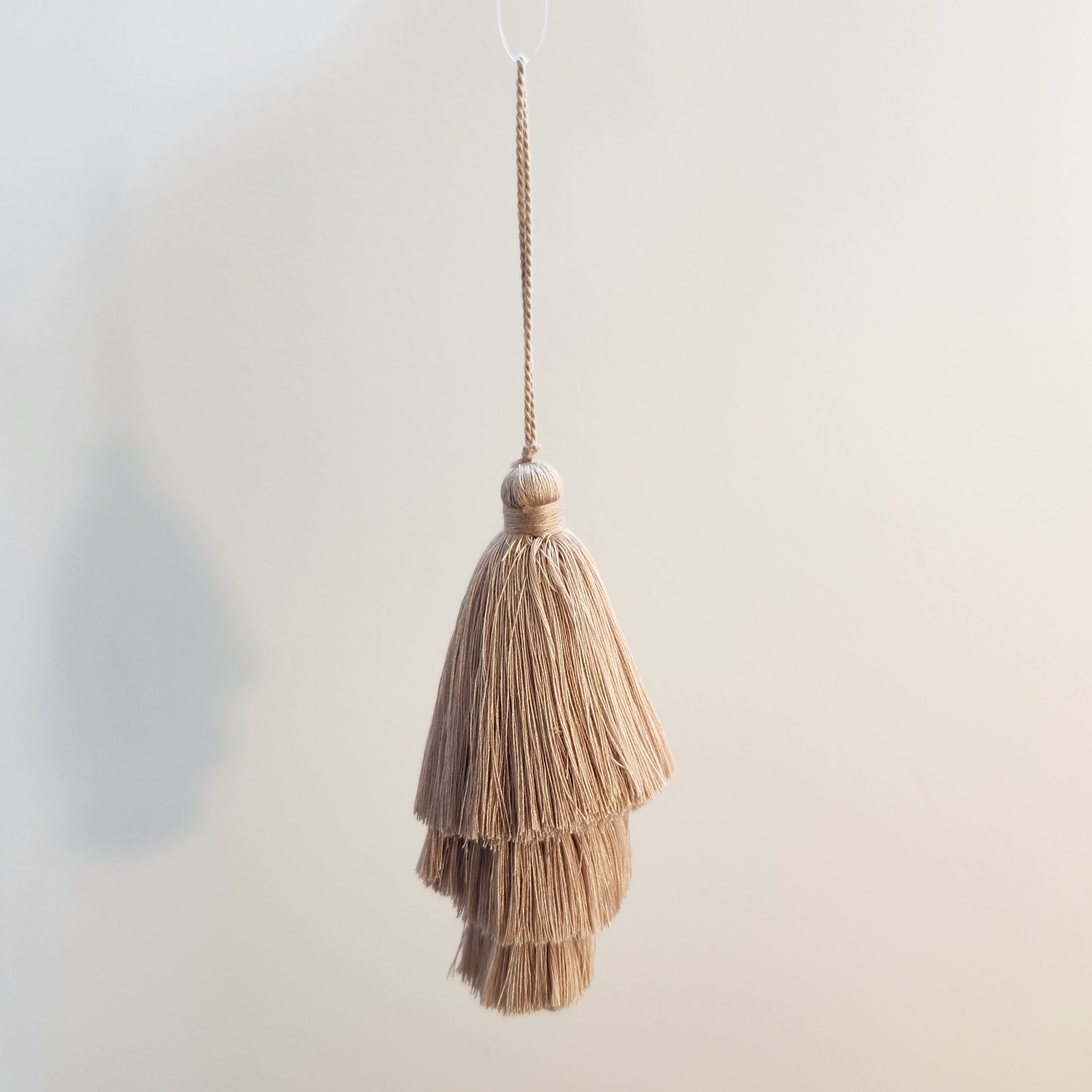 Triple Tassel Tote Charm - Light brown