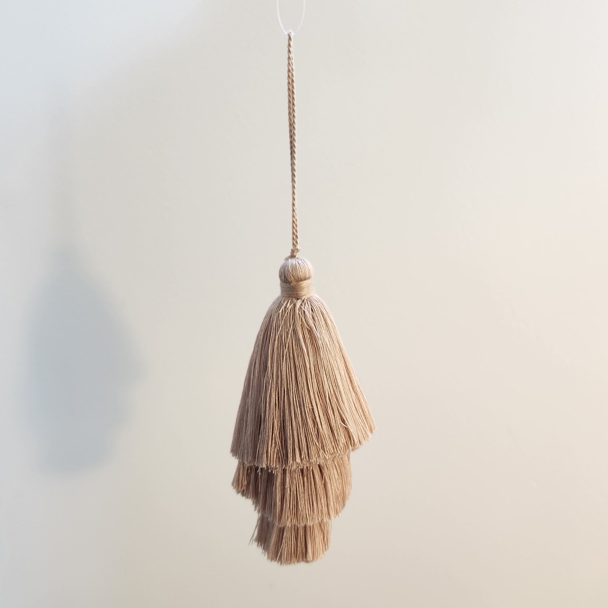 Triple Tassel Tote Charm - 11cm Light brown