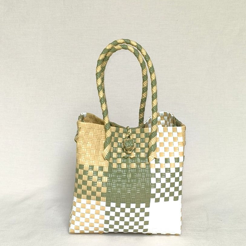 Autumn Tote – Muted Poplar Yellow & Moss | Turtle Totes Pastel Collection