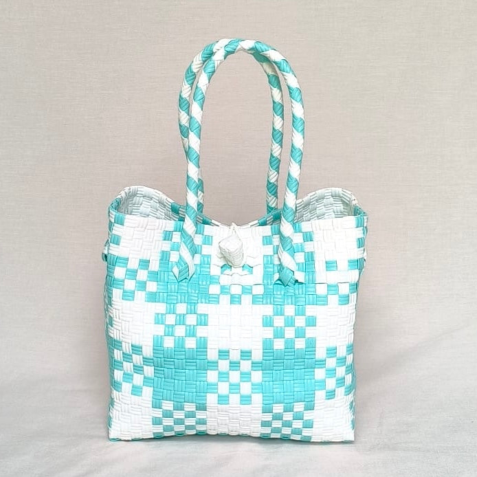Gingham Teal Tote – Recycled Turtle Tote from Pastel Collection