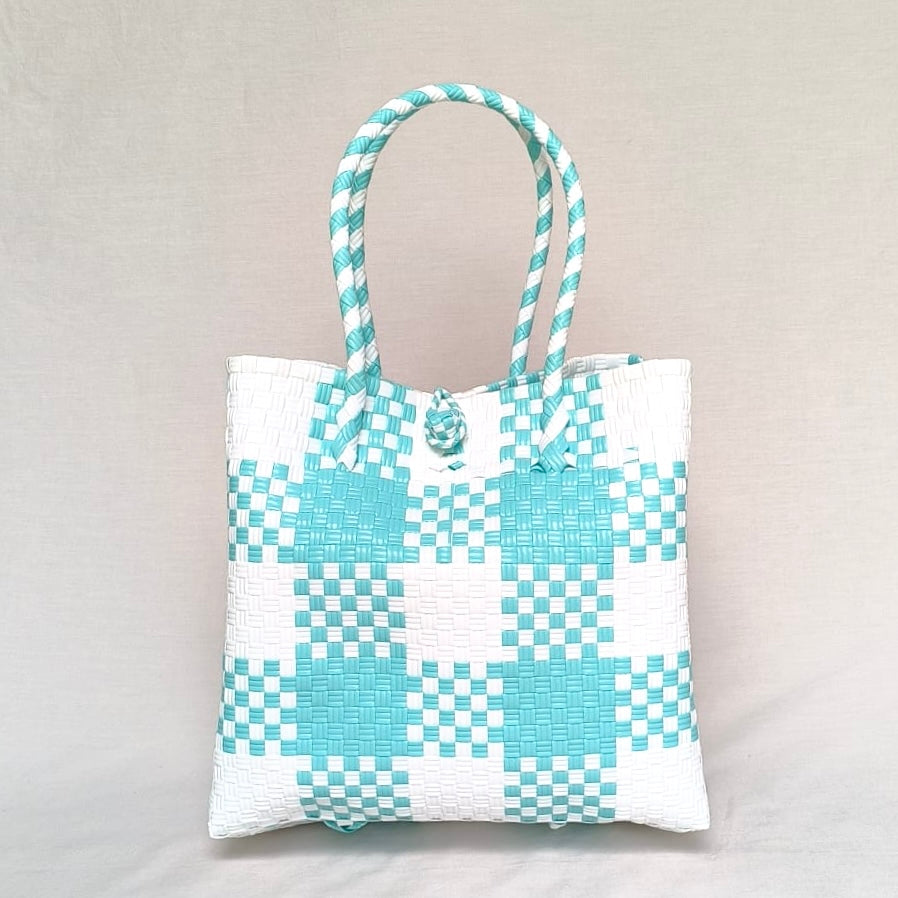 Gingham Teal Tote – Recycled Turtle Tote from Pastel Collection