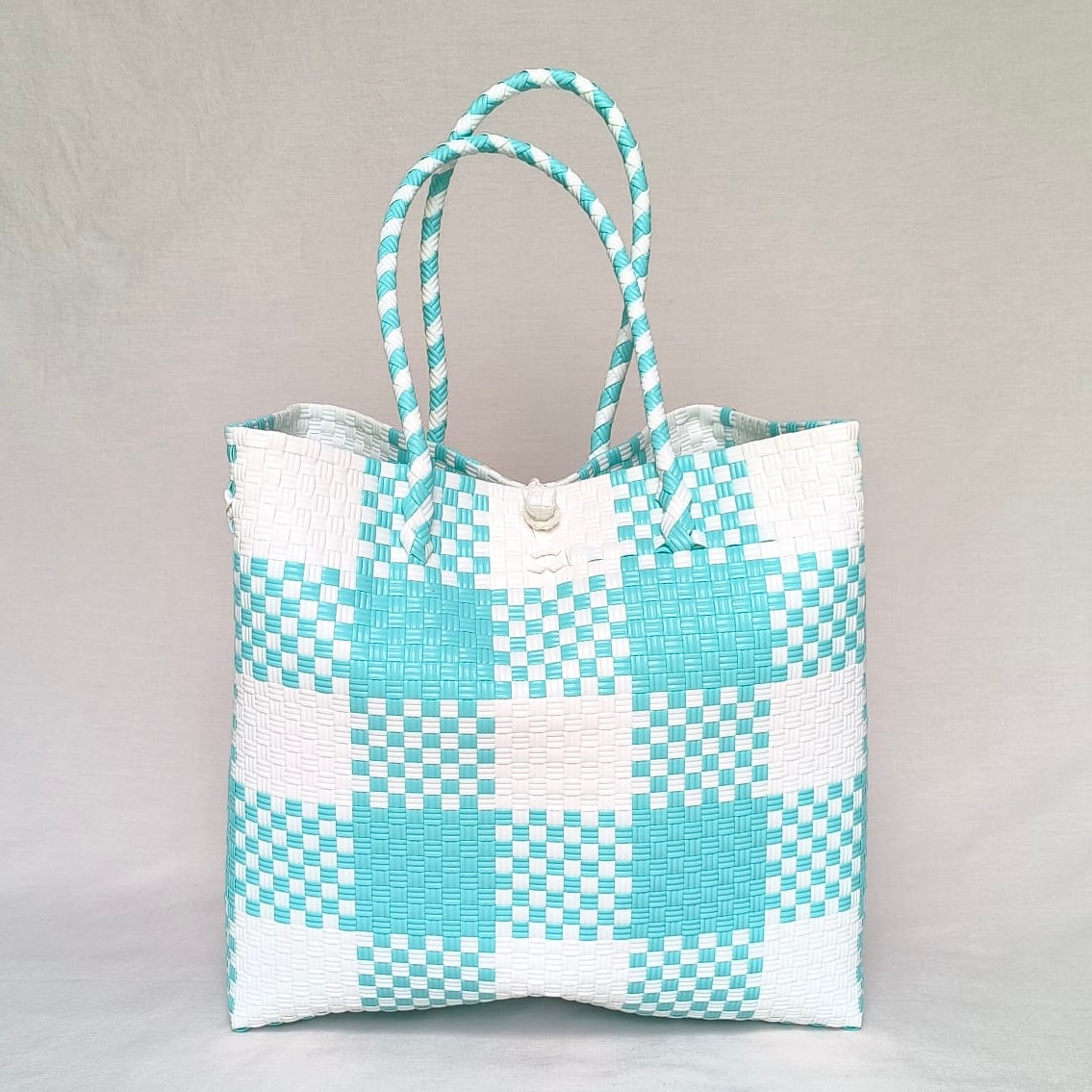 Gingham Teal Tote – Recycled Turtle Tote from Pastel Collection