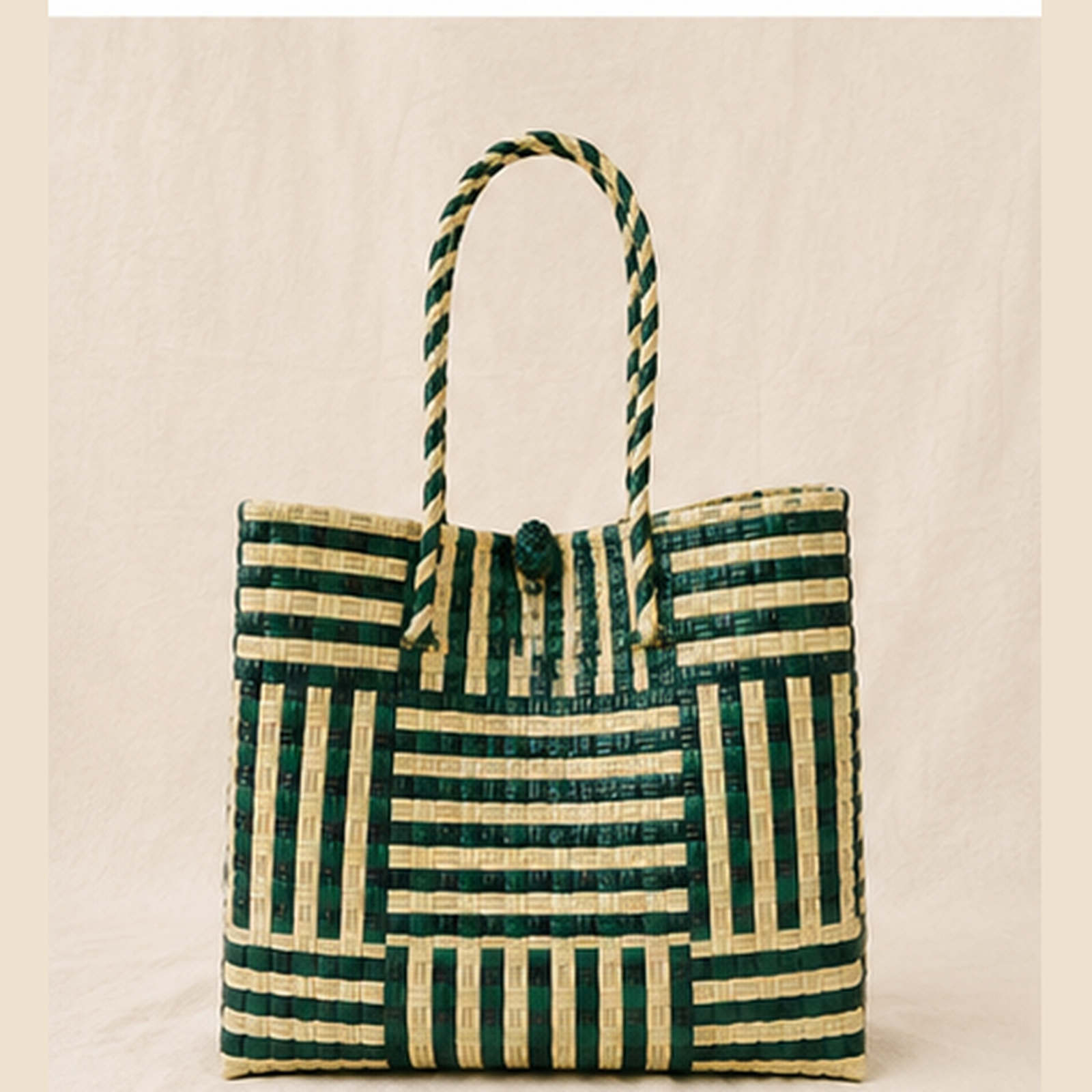 Pounamu Recycled Tote – Eco Modern in Green & Mocha