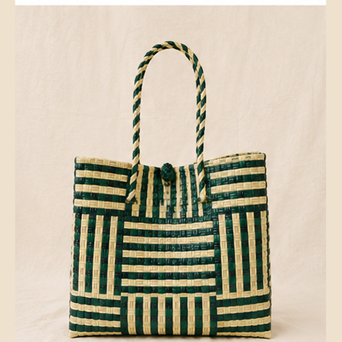 Pounamu Recycled Tote – Eco Modern in Green & Mocha