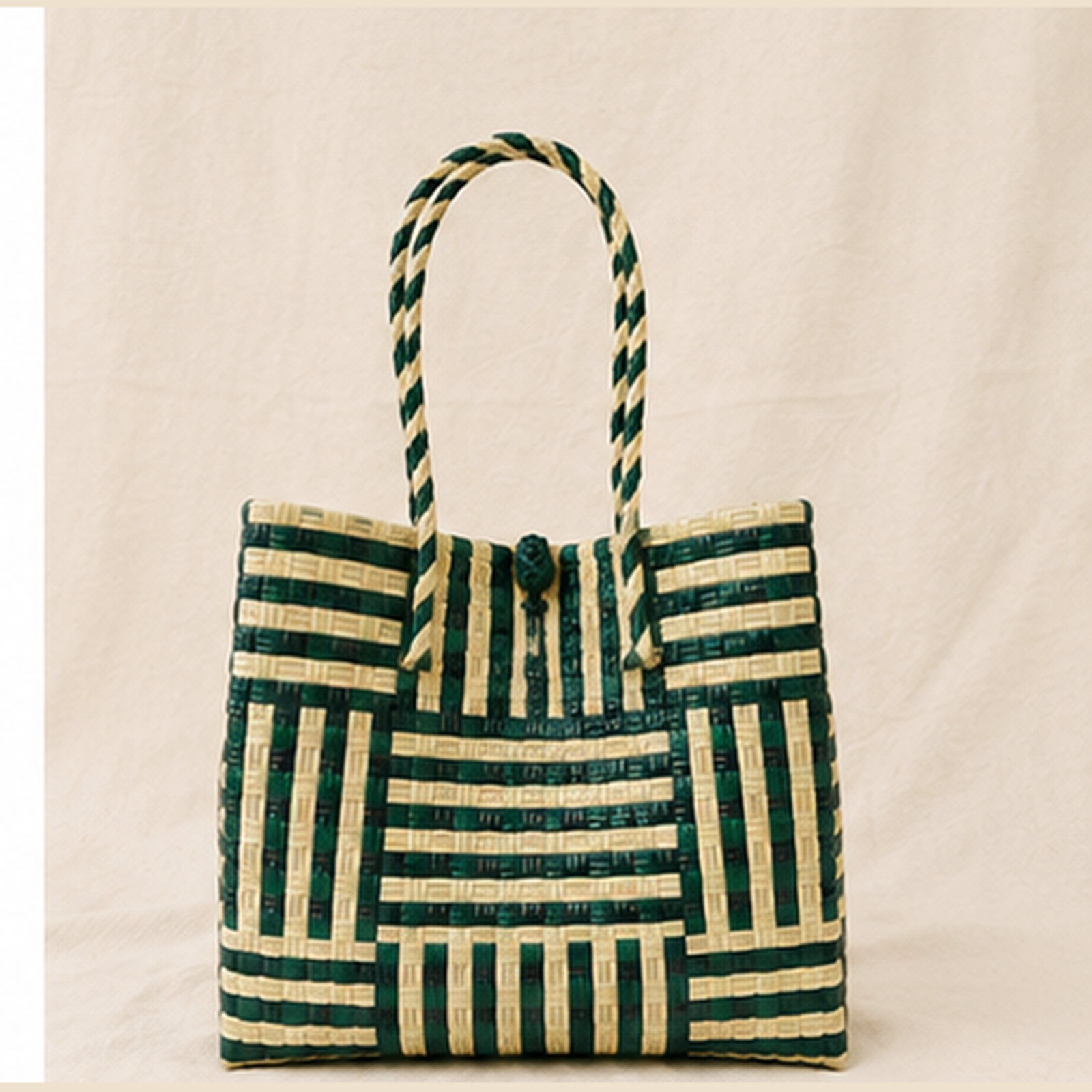 Pounamu Recycled Tote – Eco Modern in Green & Mocha