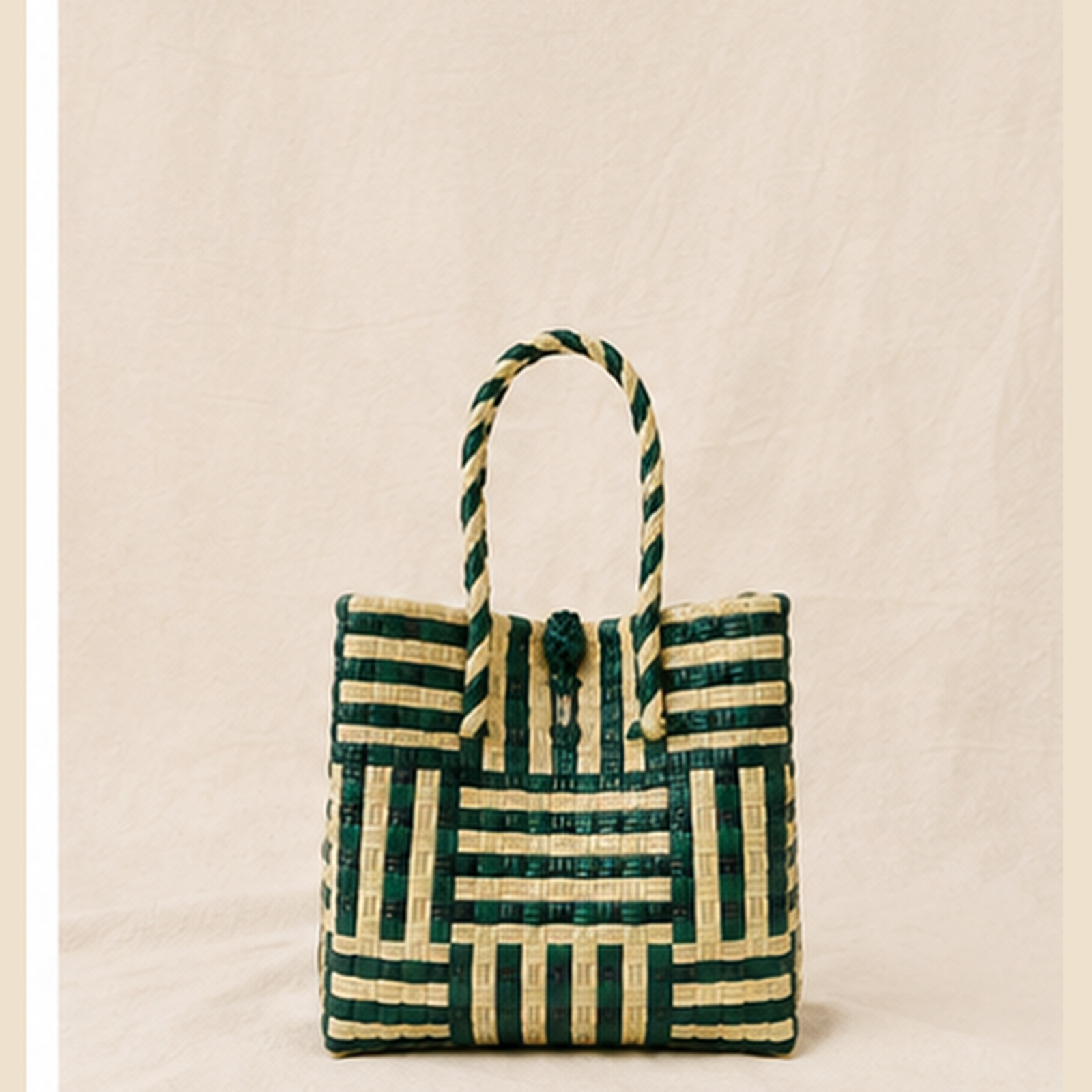 Pounamu Recycled Tote – Eco Modern in Green & Mocha