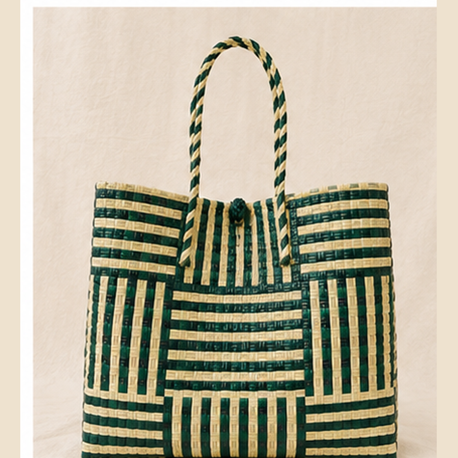 Pounamu Recycled Tote – Eco Modern in Green & Mocha