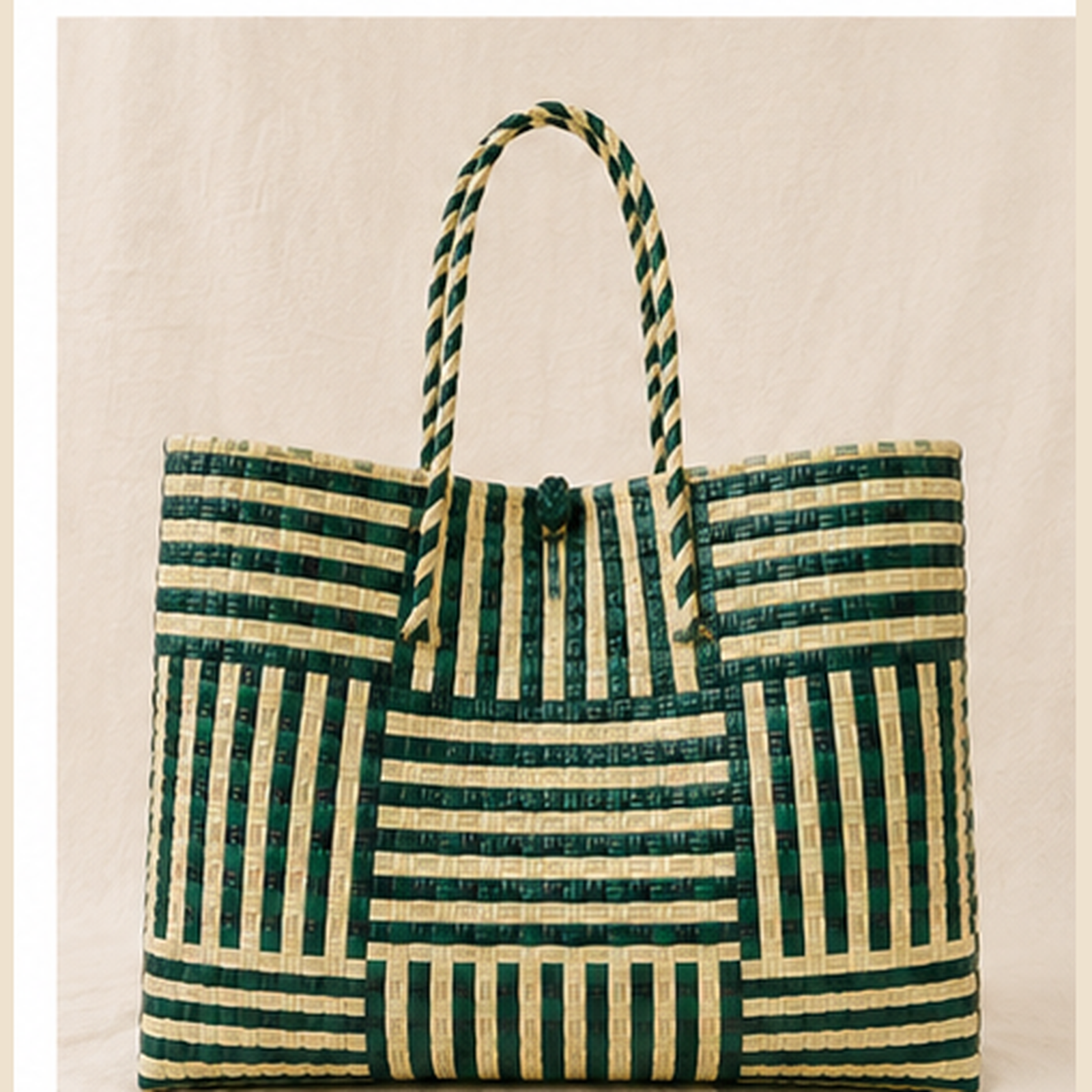 Pounamu Recycled Tote – Eco Modern in Green & Mocha