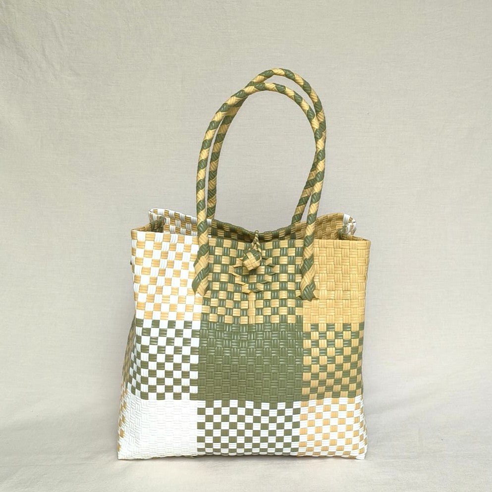 Autumn Tote – Muted Poplar Yellow & Moss | Turtle Totes Pastel Collection