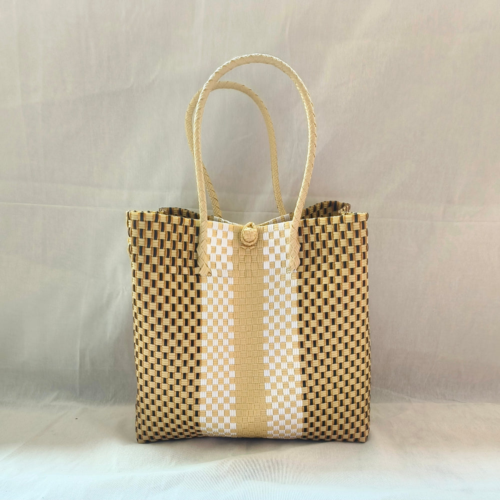 Capuccino Tote –  Luxurious Handwoven Bag made from Recycled Material